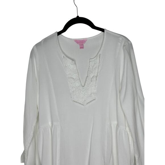 Lilly Pulitzer Womens Lyndsea Tunic Small Resort Embroidery Preppy White - Picture 2 of 10
